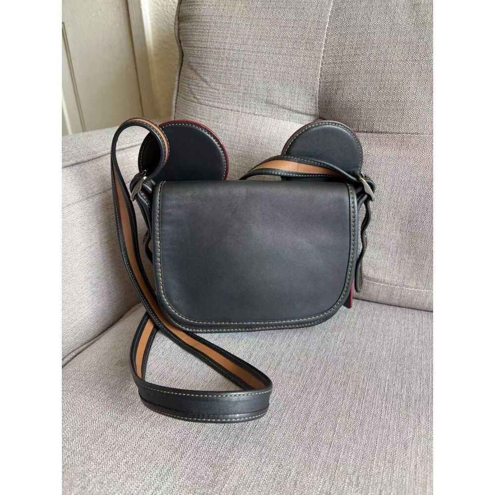COACH x DISNEY MICKEY MOUSE W/Ears crossbody Leather Bag BLACK limited edition